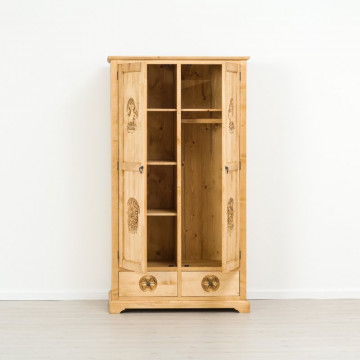 Dulap 2 usi si 2 sertare Ursul Carpatin, Lemn masiv rustic, 110 x 65 x 200 cm - Img 2