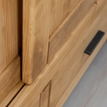Dulap 3 usi culisante si 3 sertare Ecuador, Lemn masiv rustic, 175 x 55 x 200 cmv - Img 7