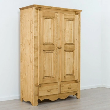 Dulap Cabana cu 2 usi 2 sertare (balamale lemn), Lemn masiv rustic, 123 x 55 x 189 cm - Img 3