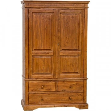Dulap Dolce Toscana cu 2 usi si 3 sertare lemn masiv tei, nuc antik, 120 x 59 x 197 cm - Img 3