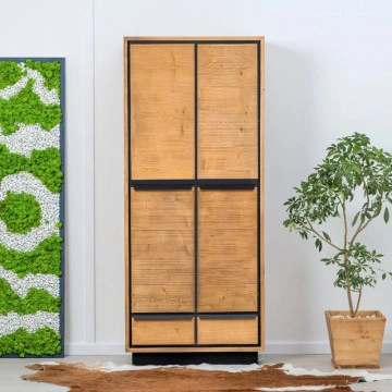 Dulap Lemn masiv Mexicana, 2 usi si 2 sertare, 120 x 55 x 200 cm