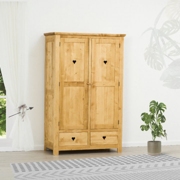 Dulap Rustic Love 2 usi si 2 sertare, Lemn masiv rustic, 120 x 58 x 190 cm - Img 1