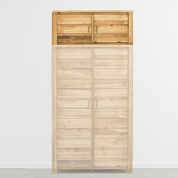 Dulap suspendat cu 2 usi Colibri, Lemn masiv rustic, 117 x 60 x 50 cm - Img 1