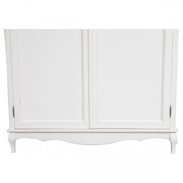 Dulap Toscana Charme cu 2 usi lemn masiv tei, finisaj alb unt antik, 130 x 57 x 205 cm - Img 4