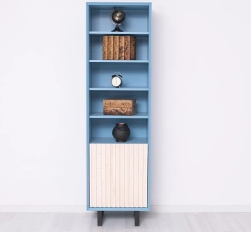 Etajera /Dulapior ingust Pianno, 1 usa si 4 rafturi, lemn masiv + mdf, 57 x 40 x 200 cm