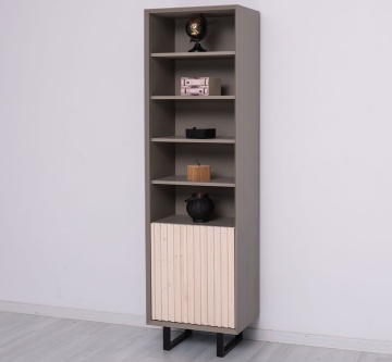 Etajera / Dulapior ingust Pianno, 1 usa si 4 rafturi, lemn masiv + mdf, 57 x 40 x 200 cm - Img 4