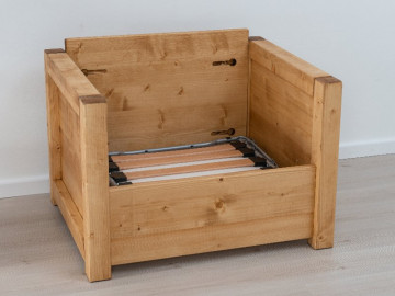 Fotoliu Rustic Ecuador, model extensibil cu tapiterie, Lemn masiv rustic, 95 x 80 x 70 cm - Img 4