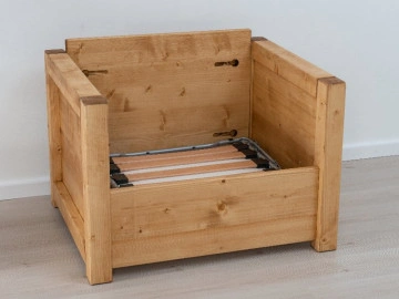 Fotoliu Rustic Ecuador, model extensibil cu tapiterie, Lemn masiv rustic, 95 x 80 x 70 cm - Img 4