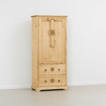 Masa de cioban 1 usa si 2 sertare Rustic Chalet, Lemn masiv rustic, 90 x 50 x 200 cm - Img 7