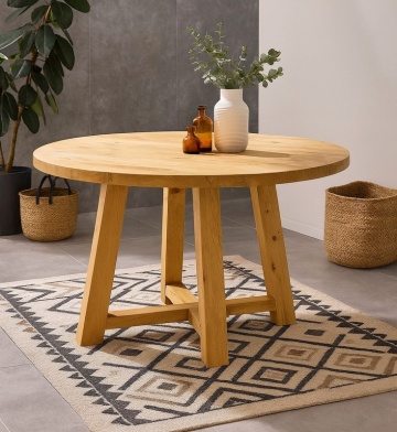 Masa rotunda lemn masiv Gloria model D005, Ø 120 x H 76 cm