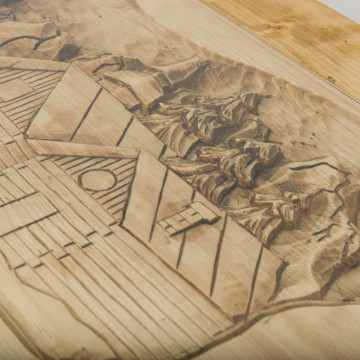 Masuta de cafea Ecuador cu model sculptat, Lemn masiv rustic, 100 x 50 x 45 cm - Img 2