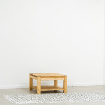 Masuta de cafea Ecuador, Lemn masiv rustic, 80 x 80 x 45 cm - Img 5