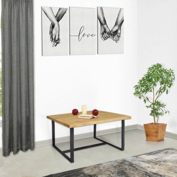 Masuta de cafea lemn masiv Industrial Wood, 100 x 50 x 45 cm