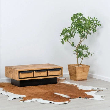 Masuta de cafea Lemn masiv Mexicana, 3 sertare si 3 sertare false, 100 x 55 x 35 cm
