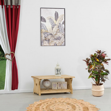 Masuta de cafea Rustic Flame, Lemn masiv rustic, 100 x 60 x 45 cm - Img 1