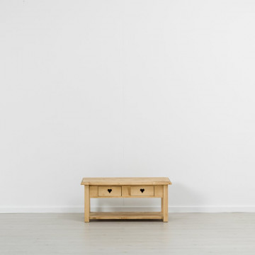 Masuta de cafea Rustic Love cu 2 sertare, Lemn masiv rustic, 100 x 55 x 45 cm - Img 4