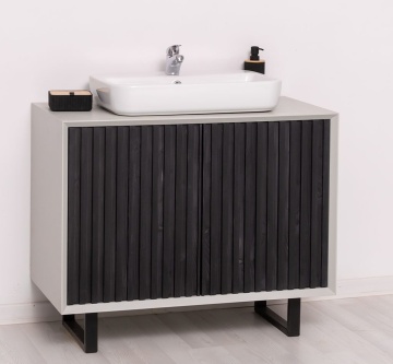 Mobilier de baie lemn masiv Pianno cu 2 usi, 93 x 50 x 76 cm