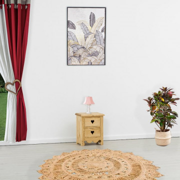 Noptiera Cabana cu 2 sertare lemn masiv rustic, 40 x 32 x 50 cm