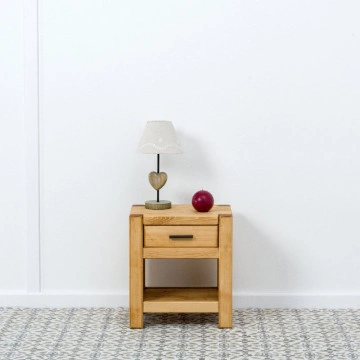 Noptiera cu 1 sertar Ecuador, Lemn masiv rustic, 45 x 35 x 50 cm - Img 2