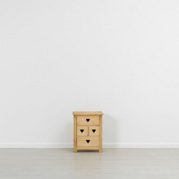 Noptiera Rustic Floare de Colt cu 4 sertare, Lemn masiv 50 x 35 x 64 cm - Img 3