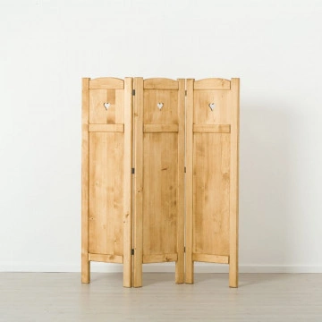Paravan din 3 elemente Cabana lemn masiv rustic, 150 x 4 x 180 cm - Img 2