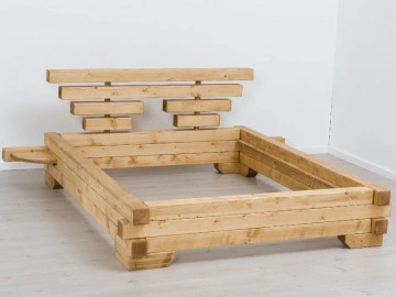 Pat din barne Cabana Lemn masiv rustic, 160 x 200 cm - Img 3