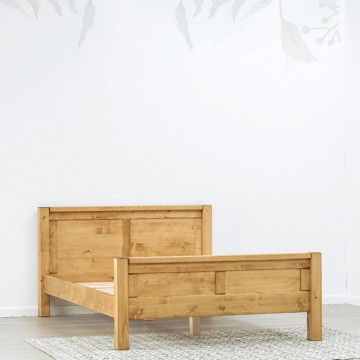 Pat lemn masiv dublu Ecuador, 2 tablii, Lemn masiv rustic, 140 cm, 160 cm sau 180 x 200 cm - Img 5