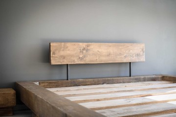 Pat lemn masiv pin model Chania, grinzi solide rustice, 140 cm, 160 cm, 180 cm sau 200 x 200 cm - Img 4