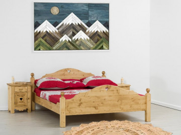 Pat Rustic Flame Pedro, Lemn masiv rustic, 90, 140, 160 sau 180 x 200 cm - Img 1