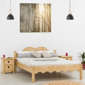 Pat Rustic Flame Pino, Lemn masiv rustic, 90, 140, 160 sau 180 x 200 cm - Img 1
