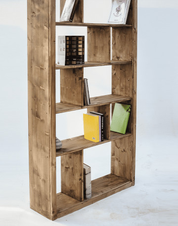 Raft biblioteca Cubicus, lemn masiv pin, 100 x 30 x 200 cm - Img 1