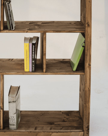 Raft biblioteca Cubicus, lemn masiv pin, 100 x 30 x 200 cm - Img 4