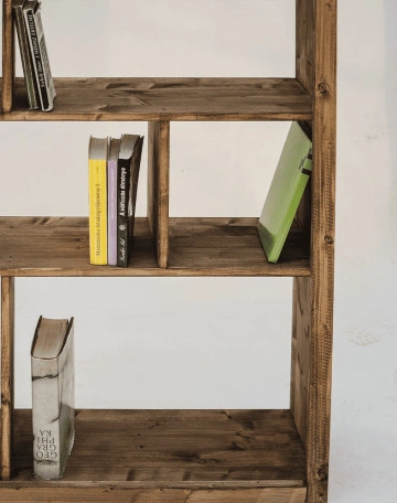 Raft biblioteca Cubicus, lemn masiv pin, 100 x 30 x 200 cm - Img 4
