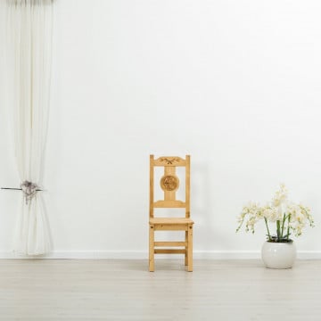 Scaun sculptura pe 1 fata Ursul Carpatin, Lemn masiv rustic, 40 x 42 x 101 cm - Img 4