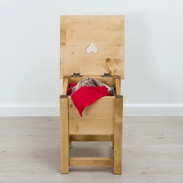 Scaun / Taburet cu lada Rustic Cabana lemn masiv, 35 x 35 x 45 cm - Img 3