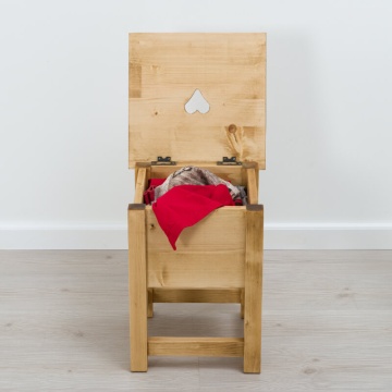 Scaun / Taburet cu lada Rustic Flame lemn masiv, 35 x 35 x 45 cm - Img 3