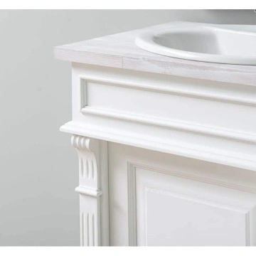 Set mobilier de baie masca lavoare + oglinda lemn masiv, 150 x 51 x 91 cm - Img 2