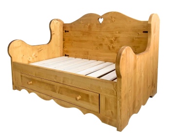 Structura Canapea Rustica Cabana lemn masiv, model fix cu 1 sertar