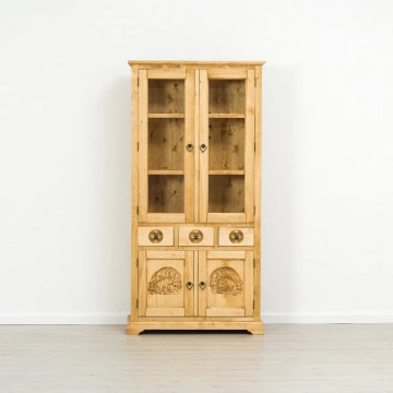 Vitrina 4 usi si 3 sertare Rustic Chalet, Lemn masiv rustic, 100 x 38 x 200 cm - Img 3