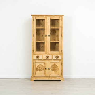 Vitrina 4 usi si 3 sertare Ursul Carpatin, Lemn masiv rustic, 100 x 38 x 200 cm - Img 3