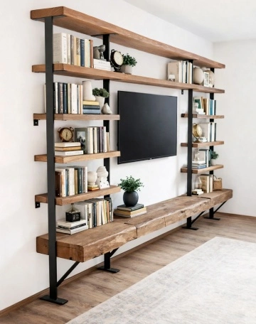 Biblioteca Etajera Woodcraft Stejar Masiv Rustic, 300 x 30 x 240