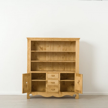 Biblioteca Rustic Flame 2 usi si 3 sertare, Lemn masiv rustic 140 x 48 x 160 cm - Img 2