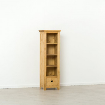 Biblioteca Rustic Floare de Colt Mini cu 4 rafturi si 1 sertar, Lemn masiv 50 x 43 x 160 cm - Img 5