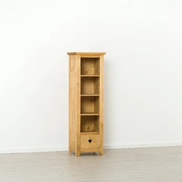 Biblioteca Rustic Floare de Colt Mini cu 4 rafturi si 1 sertar, Lemn masiv 50 x 43 x 160 cm - Img 5