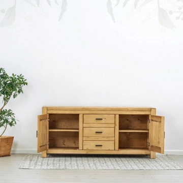 Bufet 2 usi si 3 sertare Ecuador, Lemn masiv rustic, 180 x 50 x 80 cm - Img 2