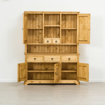 Bufet 5 usi si 5 sertare Ursul Carpatin, Lemn masiv rustic, 153 x 38/46 x 200 cm - Img 2
