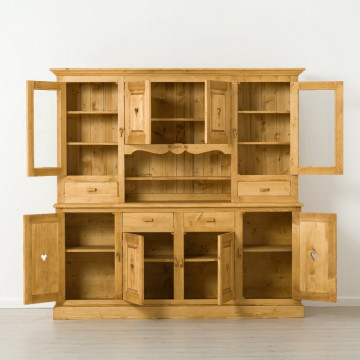 Bufet bucatarie Cabana 8 usi 4 sertare, Lemn masiv rustic, 200 x 48/40 x 200 - Img 4