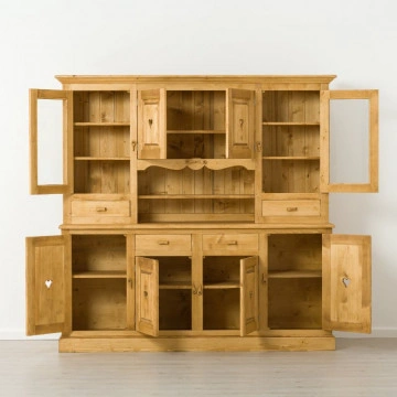 Bufet bucatarie Cabana 8 usi 4 sertare, Lemn masiv rustic, 200 x 48/40 x 200 - Img 4