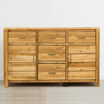 Bufet cu 2 usi si 5 sertare Colibri, Lemn masiv rustic, 160 x 46 x 85 cm - Img 2