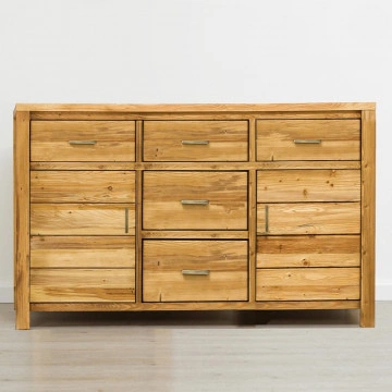 Bufet cu 2 usi si 5 sertare Colibri, Lemn masiv rustic, 160 x 46 x 85 cm - Img 2